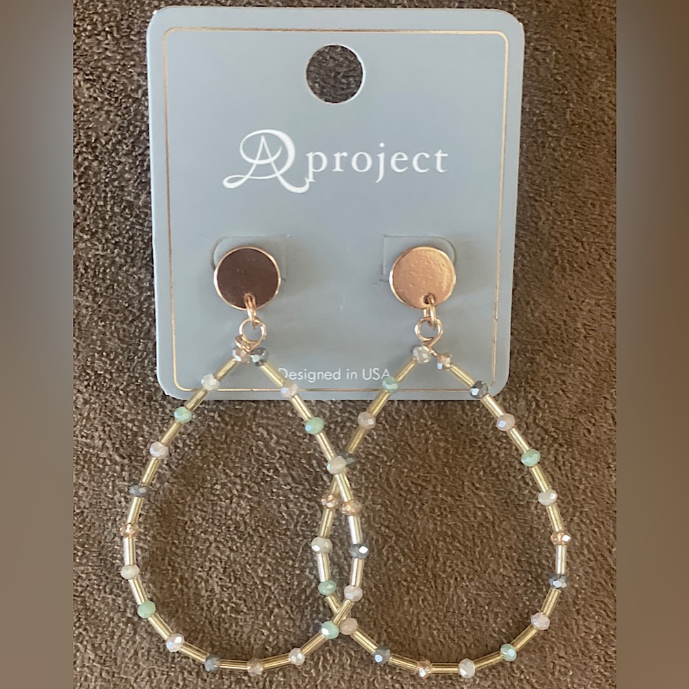 Gold Hoop Earrings (with pretty beads) — AD Project - Picture 8 of 8